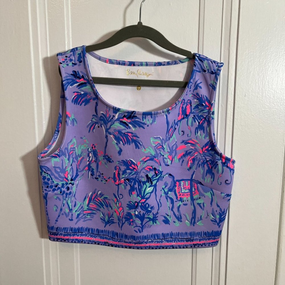 Lilly Pulitzer Neri Crop Top Fruity Monkey - Stretchy Crop Tank Top - EUC